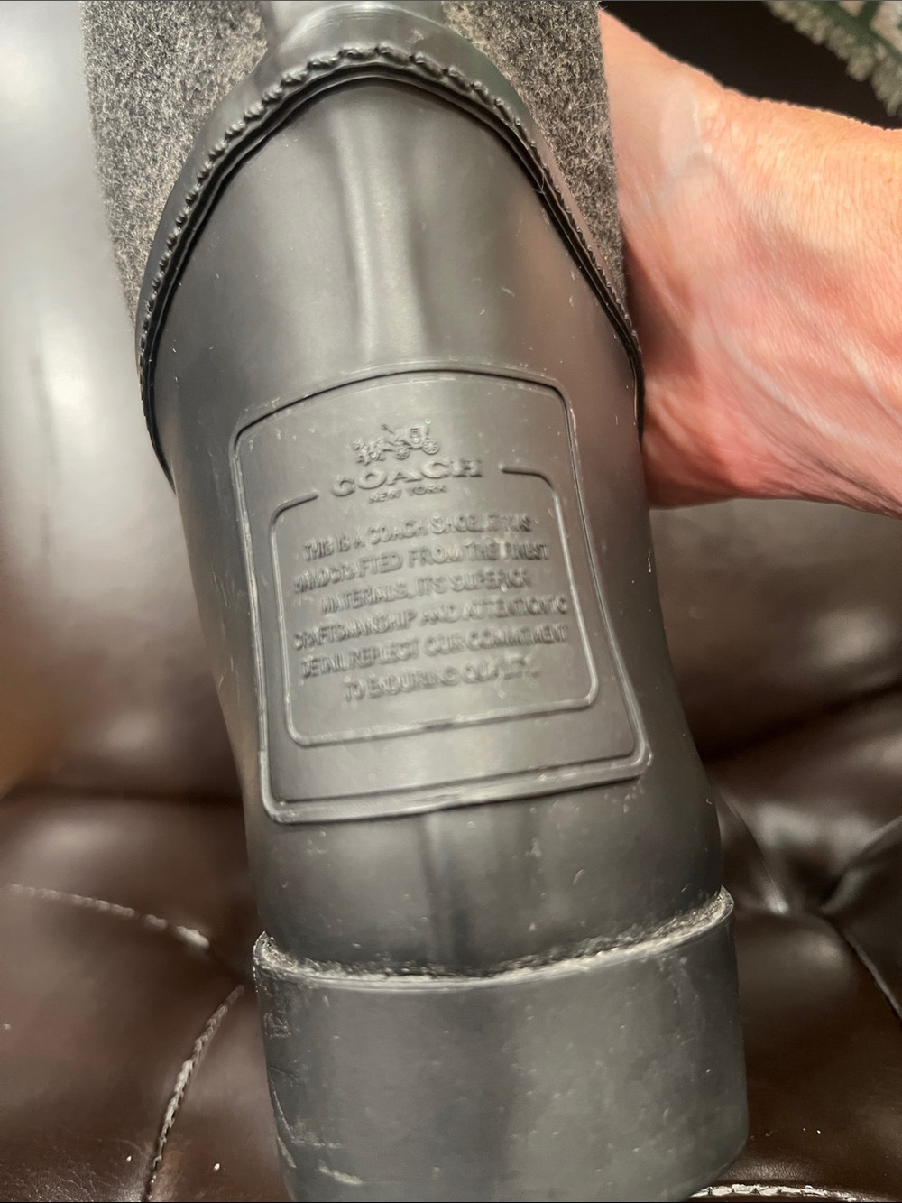 Coach Women's Black and Gray Tall Lace-up Rain Boots- rare find! - Picture 10 of 13